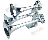 TRIPLE TRUMPET CHROME ELECTRIC AIR HORN 152db Train Set